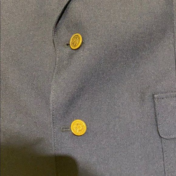 HENLEY by Tiptop Men Navy Blue Dress Suit Blazer Gold Bottoms Jacket Size 43R - Picture 5 of 8